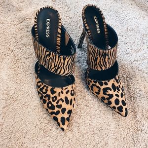 Express Animal Print Mule Heels